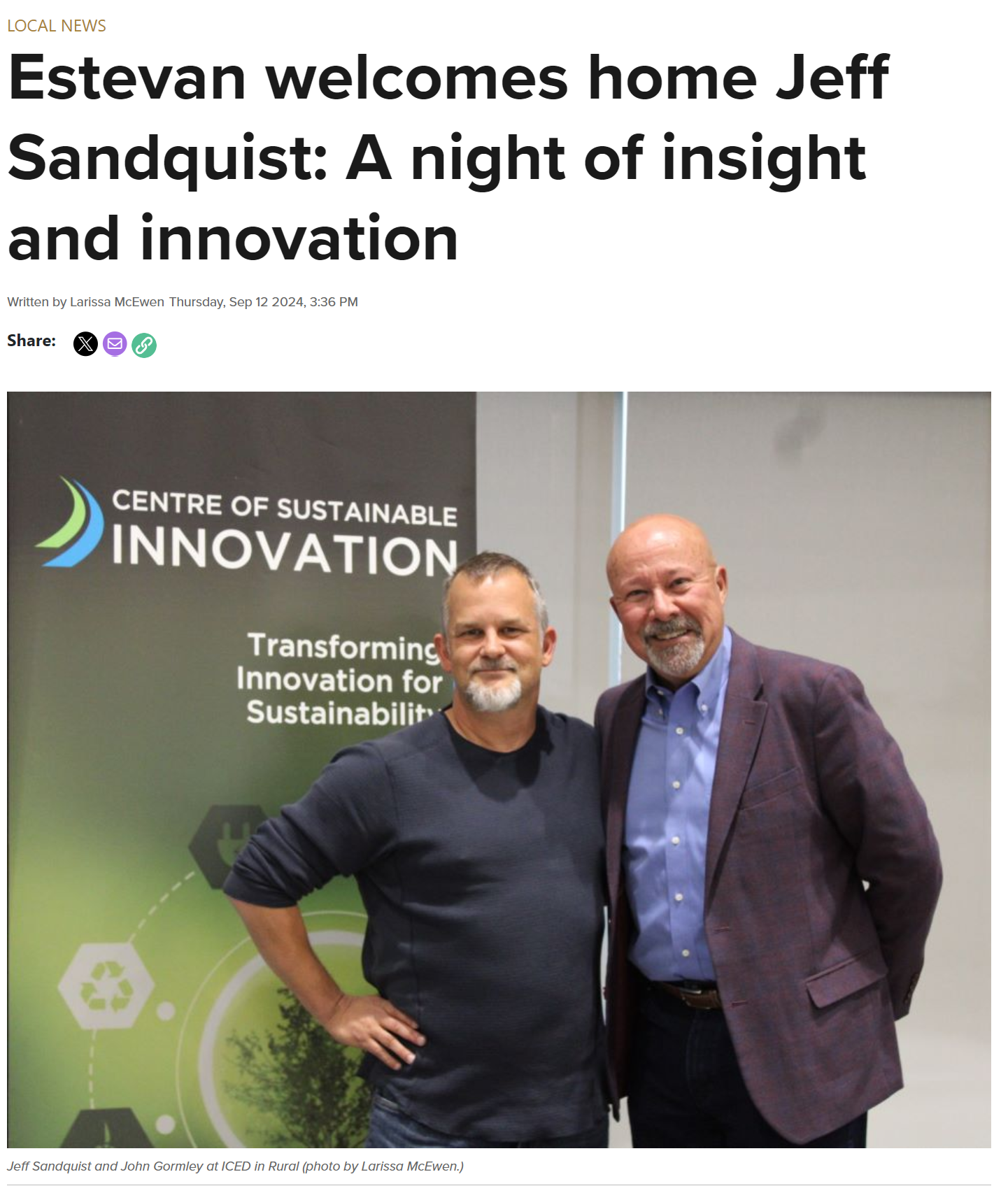 Featured image for “Estevan welcomes home Jeff Sandquist: A night of insight and innovation”